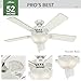 Hunter Fan Company, 53251, 52 inch Pro's Best White Ceiling Fan with LED Light Kit and Pull Chain