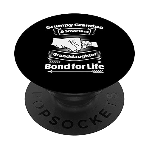 grumpy grandpa smartass granddaughter bond for life Family PopSockets Swappable PopGrip, Black