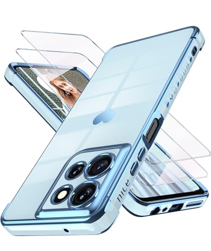 Dretal for Motorola Moto-G-5G-2026 Case,Moto G Play 2026 Case,2X Screen Protector,Girl Women Cute Girly Love-Heart Luxury Gold Soft Silicone Shockproof Phone Case Cover for Motorola G 2026 (Blue)