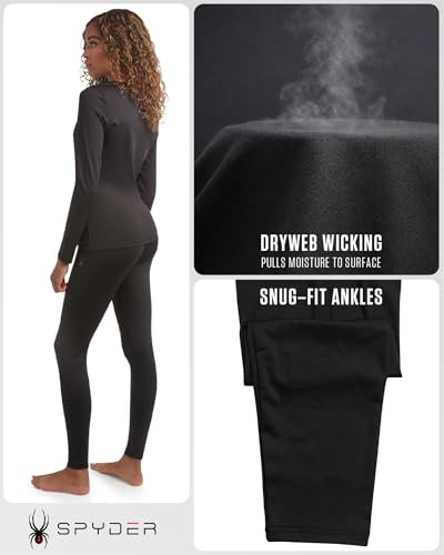 Image of Spyder Womens Thermal Underwear Set - 2-Piece Breathable Soft Fleece Lined | Soft Breathable Base Layer Set, Warm Cozy Comfort for Skiing, Layering, Downtime, and Cold-Weather Days