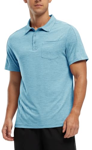 Image of Rdruko Men's Polo Shirts Short Sleeve Quick Dry Outdoor Golf Sports Shirts with Pocket