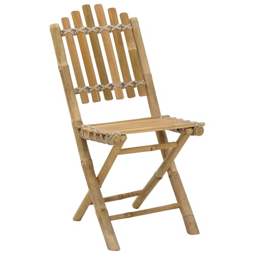 vidaXL Chaise de Jardin 4 pcs Naturel Bambou, Chaise de Jardin Moderne, rectangulaire, Pliante, mobilier Compact en Bambou, Design Minimaliste, Gain de Place