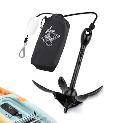 Alpinista Kayak Anchor,3.5 lb Portable Folding Boat Anchor Kit with 40 ft Marine Rope for Kayak, Canoes, Fishing, and Paddle Board Accessories, Black
