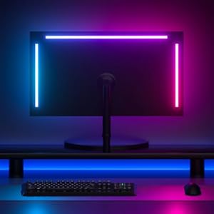 Lumtang 24 Zoll PC Monitor Hintergrundbeleuchtung, RGBIC LED-Lichtstreifen synchron mit Bildschirmfarbe und Musik für Spiele, Filme usw., einfach zu verwenden ohne Kamera, Softwaresteuerung