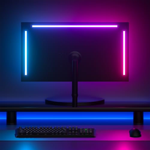Lumtang Retroilluminazione per monitor PC da 24 pollici, striscia luminosa a LED RGBIC sincrona con colore dello schermo e musica per giochi, film, ecc, facile da usare senza fotocamera, controllo