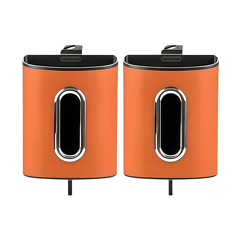 Porta Fazzoletti Auto per Jeep Compass 2007-2026, Scatola da Appendere al Poggiatesta in Pelle Arancione, Organizer per Sedile Posteriore (Confezione da 2),Orange