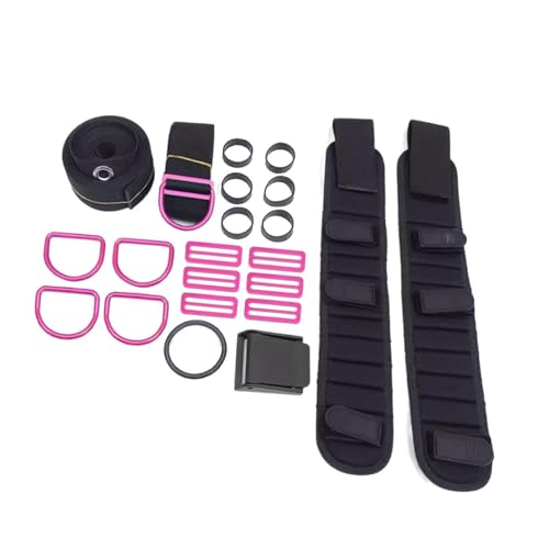 kowaku Scuba Diving Backplate Harness Set Dive Spare Parts, Shoulder Cushion BCD Holder Crotch Strap Set Weight Belt, Rose Pink