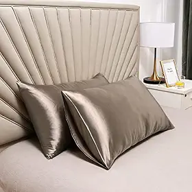 Fronha de cetim para cabelo e pele Queen, fronha sedosa 50 x 76 cm - Conjunto de 2 com fecho de envelope, semelhante a fronhas de seda, presentes para mulheres e homens