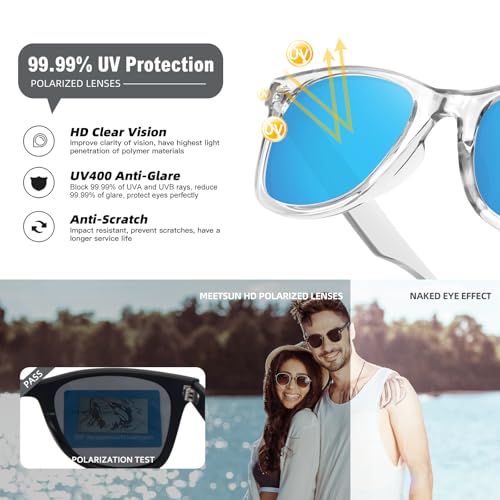 Image of MEETSUN Polarized Sunglasses for Women Men Classic Retro Square Frame Driving Sun Glasses UV Protection