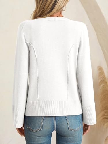 Image of Saodimallsu Womens Bell Sleeve Cardigan Sweaters Button Down Long Sleeve Fall Trendy Sweaters 2025 U Neck Knit Outwear