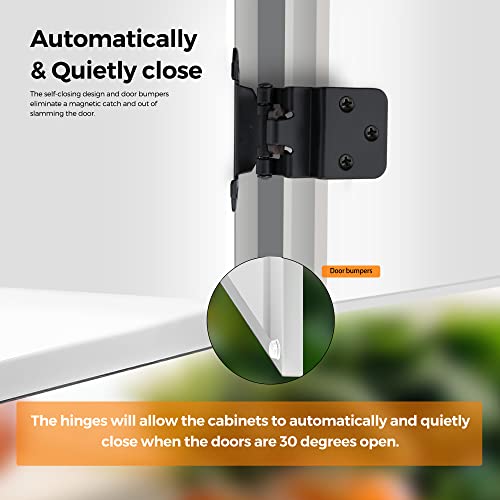 Image of Ravinte 10 Pack 5 Pairs 3 /8 inch Inset Kitchen Cabinet Door Hinges Black Semi-Concealed Face Mount Cabinet Hardware Self-Closing Hinges with Door Bumpers&Screwdriver
