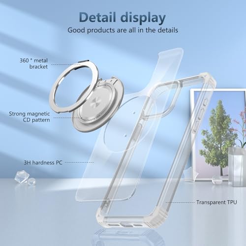 Image of Cubix Back Cover Case for iPhone 14 Pro Max Hard PC + TPU | Metal Ring Kickstand | 1500g Magnetic Hold | 360 Rotating Stand | Military Drop Protection | Air Cushioned Corners