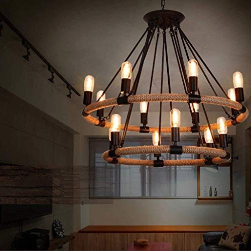 Lustre de lanterne de style rétro industriel en corde de chanvre premium