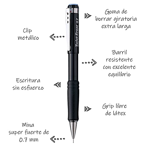 Pentel Twist-Erase Iii Mechanical Pencil, 0.7Mm, Black Barrel, 12 Pack (Qe517A-12) #TOP1