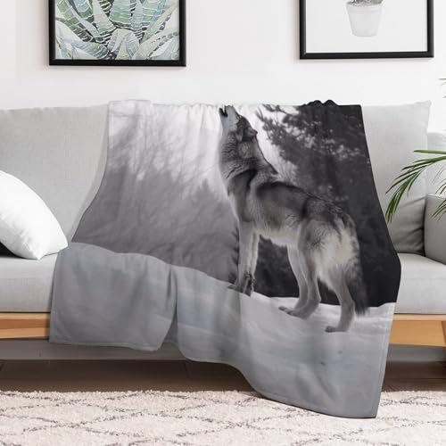 Jeté de lit loup hurlant de qualité supérieure | Couverture chaude et douce - 7