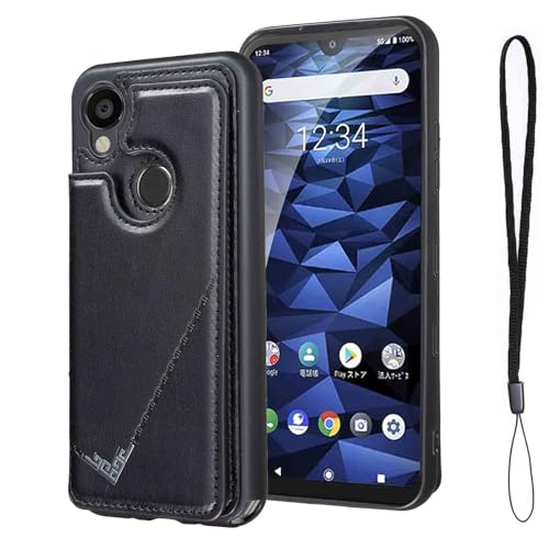 【OULO1】KYOCERA Digno SX3 用 スマホケース SX3 レザー 手帳型 ケース KYG02 カード収納 携帯 ケース 手帳型(ブラック)ディグノsx3 軽量 薄い 背面 IC カード入れ ケース 財布型 カバー 京セラsx3 BLACK