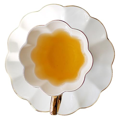 Veemoon Tazzine da Tè e Caffè in Ceramica Stile Europeo Vintage con Piattino Tazza per Bere Acqua e Bevande Design Elegante per Casa e Bar