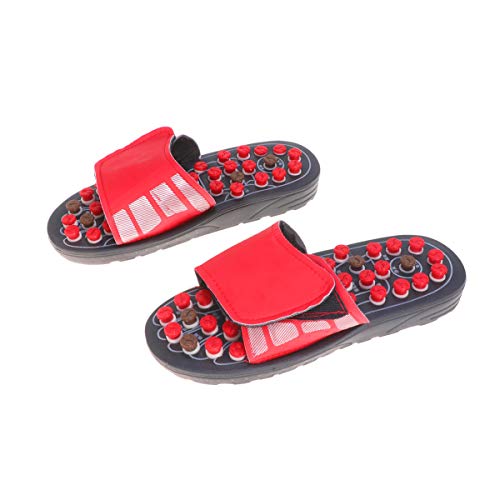 EXCEART Acupression Fasciite Plantaire Masseur de Pied Semelle Intérieure Pierre de Jade Pantoufles de Massage Intérieur Chaussures Réflexologie Sandales pour Hommes Femmes Taille 38-39 (Rouge)