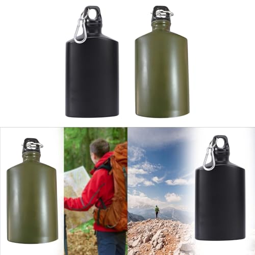Image of CALANDIS Flat Water Bottle 500ml for Outdoor Activities Picnic Field Training Black