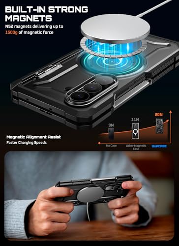 Image of SUPCASE for Samsung Galaxy Z Fold 7 Case with Kickstand (UB Grip), [Compatible with MagSafe] [Built-in Tempered Glass Screen Protector] [Hinge Coverage] Military-Grade Protection Phone Case, Black | Compatible with MagSafe, Tempered Glass Screen Protector, Military-Grade Protection, Hinge Coverage, Unicorn Beetle Grip
