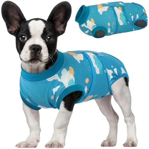 Image of Kuoser Recovery Suit for Dogs After Surgery,Printed Dog Surgery Suit Female Male Spay Neuter,Anti-Licking Dog Onesie for Abdominal Wounds Skin Disease,Pet Surgical Recovery Bodysuit Cone Alternative,S