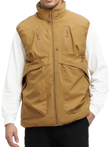Men's Outerwear Vests Winter Vest Warm Water-Resistant Fleece Lined Mock-Neck Casual Outdoor Sleeveless Jacket