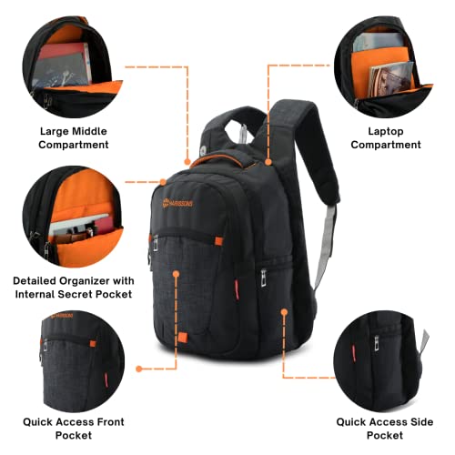 HARISSONS Delta 39L Laptop Backpack (BlackOrange) for Office & Travel