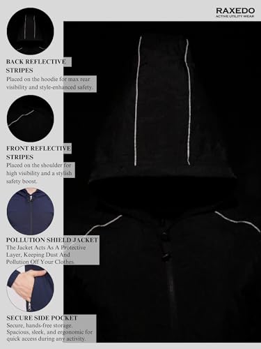 Image of Raincoat for Men Waterproof | Windcheater Jacket for Men | Riding Jacket for Bikers | Water-Resistant Protection with Reflective Safety for Light Rain, Travel & Confidence