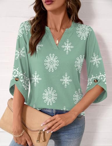 Kistore Women's V-Neck 3/4 Sleeve Tunic