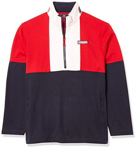 Vineyard Vines Men's USA Colorblock Mockneck Pullover, Vineyard Navy, Large