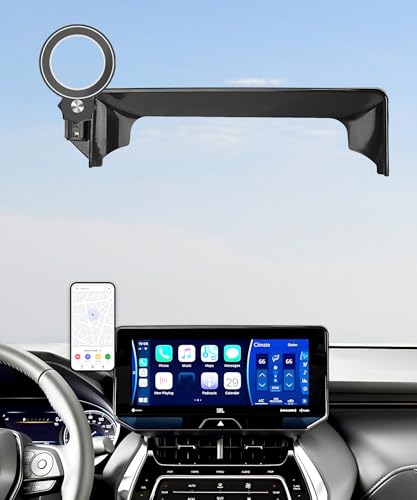 Image of Car Phone Holder for Toyota Venza 2021-2024 12.3 inch Screen Accessories | MagSafe Strong Magnetic Clip-On Cell Phone Mount, 360 Rotatable Hands-Free Holder, Not Block Air Vents