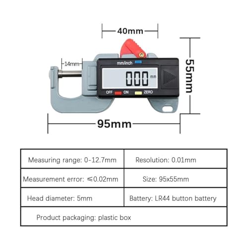 Calibrador digital para medición de espesor 0-12.7 mm miniatura 3
