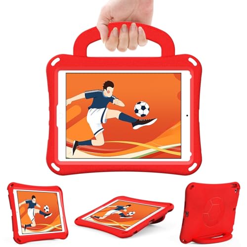 Coque iPad 10.2 avec support rotatif et bandoulière de transport rouge