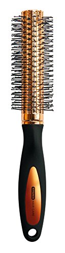 Titania Copper Round Styling Hair Brush - Premium Styling & Hairblowing Hairbrush w/Black Satin Handle & Nylon Pins - Improves Straight, Curly & Fine Natural Hair, Extensions & Wigs