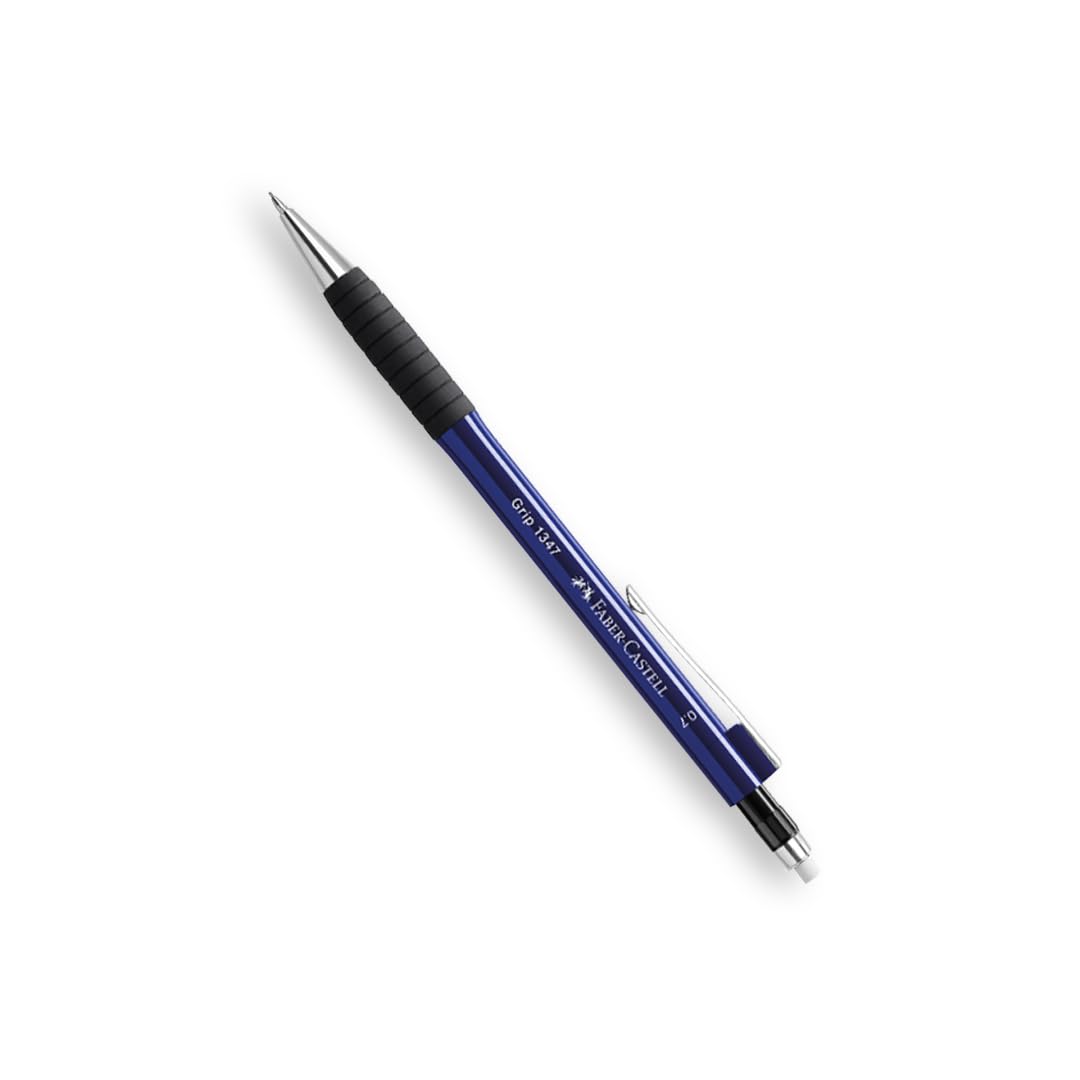 Faber-Castell Grip 1345/47 Versatil Kalem, 0.7 mm, Lacivert, Ergonomik Tutuş, Yaylı Uç, Uzun Silgi, Modern Tasarım