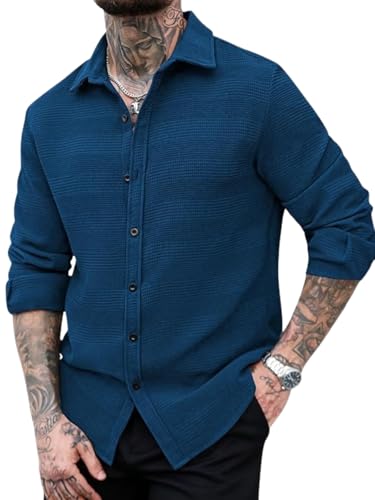Image of GRECIILOOKS Casual Shirt for Men's | Full Sleeve Textured Shirts for Men | Regular Fit Wrinkle Free Premium Shirts for Man | Biker Streetwear Office Travel Dinner Style