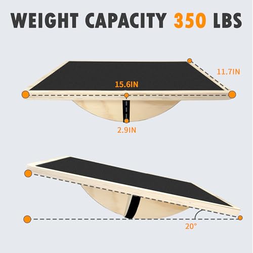 Balance Board Professional Wobble Board for Adults Anti-Slip for Physical Therapy Standing Desk Core Strength Wooden Rocker Board(350LBS) - Image 3