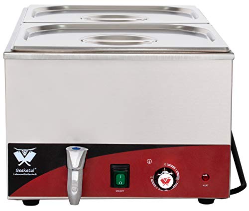 Beeketal 'BBM-2' Gastronorm Bain Marie mit Ablaufhahn, Profi Gastro Speisewärmer inkl. 2 x (GN) 1/2 Edelstahl Gastronorm… – Bild 3
