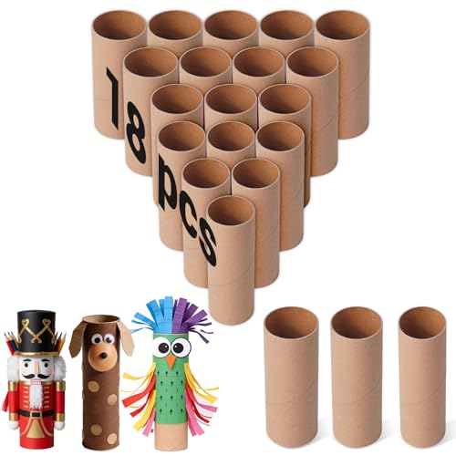 MAGJERO 18PCS Brown Cardboard Tubes for Crafts 1.38x3.98 Bulk Paper Rolls for Kids DIY Classroom Art Supplies Holiday Decor