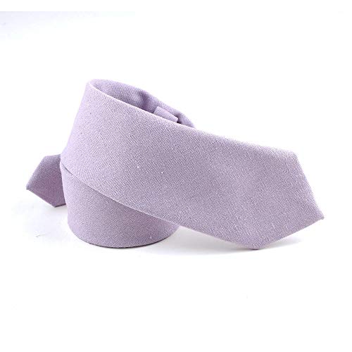 Image of Elfeves Men's Skinny Solid Color Tie Causal Cotton Linen Narrow Slim cut Necktie
