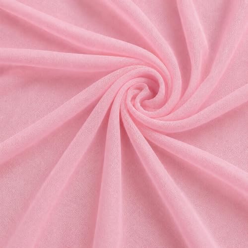 Image of White Net Backdrop Curtain Set for Decoration, 2 Pieces, 8 x 5 feet, for Wedding, Birthday, Anniversary, Engagement (Baby Pink)