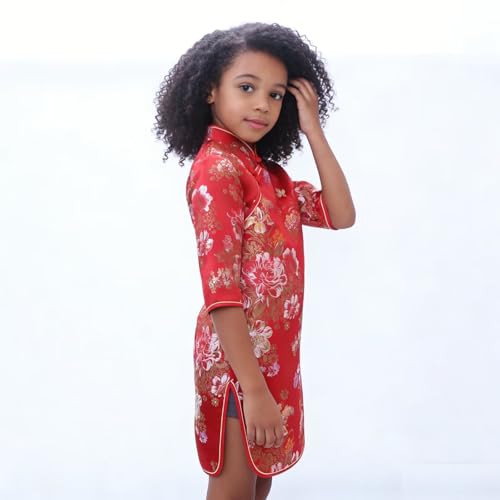 Vestido chino Qipao flores para niña miniatura 4