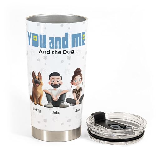 KINGKE4 You and Me And The Dog Customized Tumbler Gift for Couples Dog Mom Dog Dad for Man Woman for Pet Owner Lovers on Mother's Day Father's Day Birthday Valentine's Day Funny Tumbler Cup Gifts