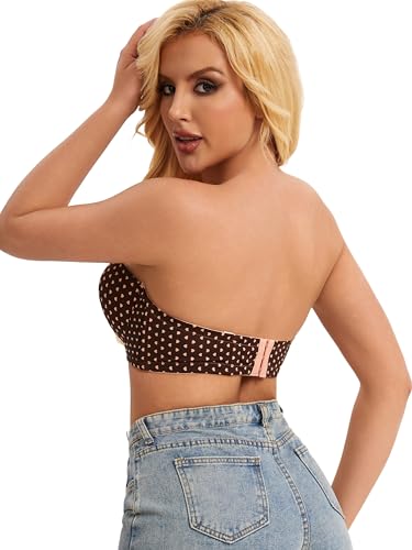 Women's Push up Strapless Bra with Clear Straps for Big Bust, Never Move On Party Band Size(34-48) Cup B/C/D/DD/DDD/G3