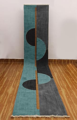 Tapis intérieur extérieur bleu noir 2,4 m sous table de salle à manger