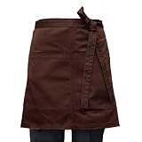 LISSOMPLUME Men Women Short Waist Bistro Apron Holding Server Book Pen Card Money Kitchen