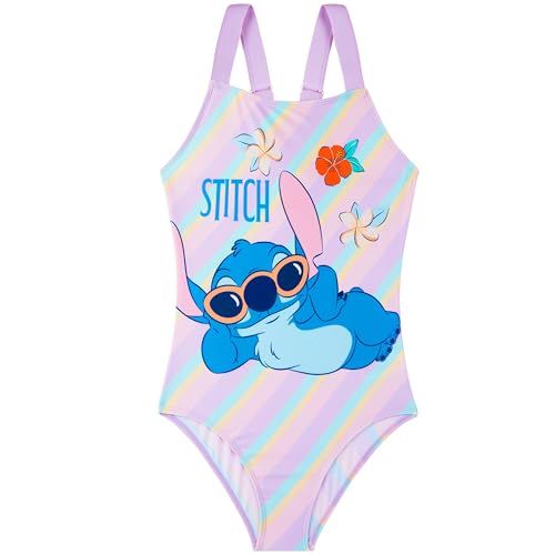 Disney Stitch Badeanzug Mädchen 5–14 Jahre, Einteiliger Badeanzug Kinder mit Verstellbaren Trägern, Bademode für Strand Pool, Sommer Geschenke für Mädchen (11-12 Jahre, Multi Stitch)