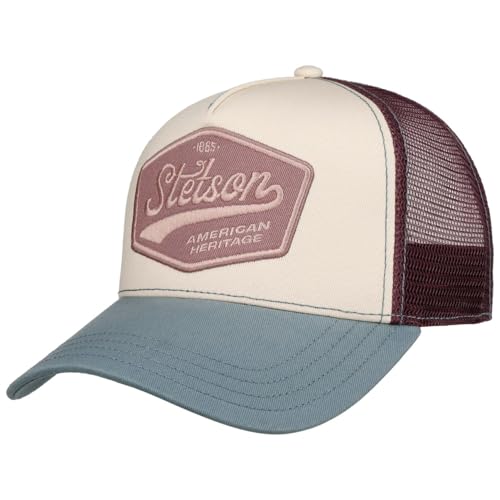 Stetson 1865 American Heritage Truckercap Snapback Mesh Baumwolle Damen und Herren Sommer Winter weiß-blau One Size