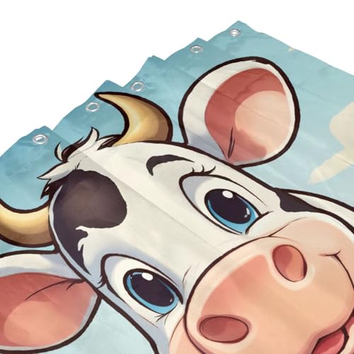 Rideau de douche vache en polyester 183x183 cm avec 12 œillets