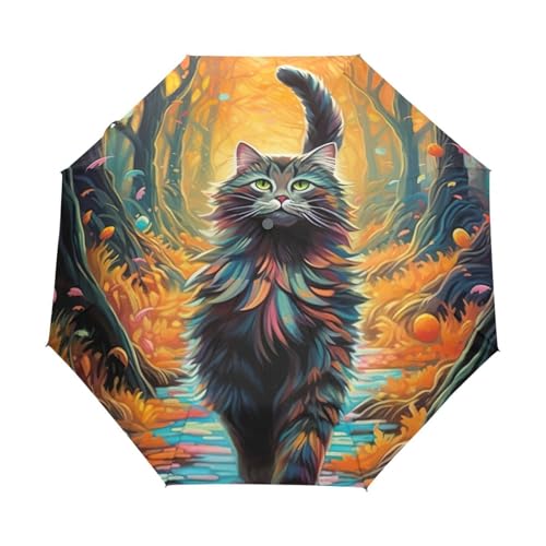 Parapluie de voyage GAIREG automatique pliable pour voiture et sac à main motif chat